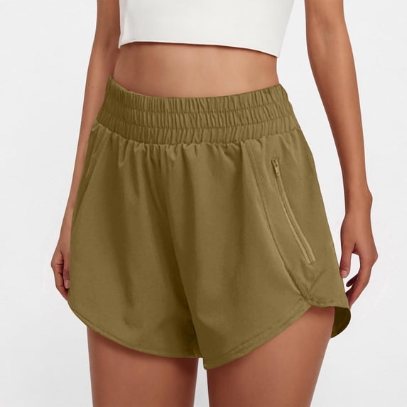 Chbgutlmr Running Shorts for Women Elastic Waist Irregular Hem Shorts with Zipper Shorts Casual Loose Summer Workout Athletic Shorts