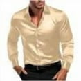 thumbnail image 1 of Chbgutlmr Satin Shirts for Men Plus Size Button up Lightweight Long Sleeve Casual Shirts Fall Fashion, 1 of 9