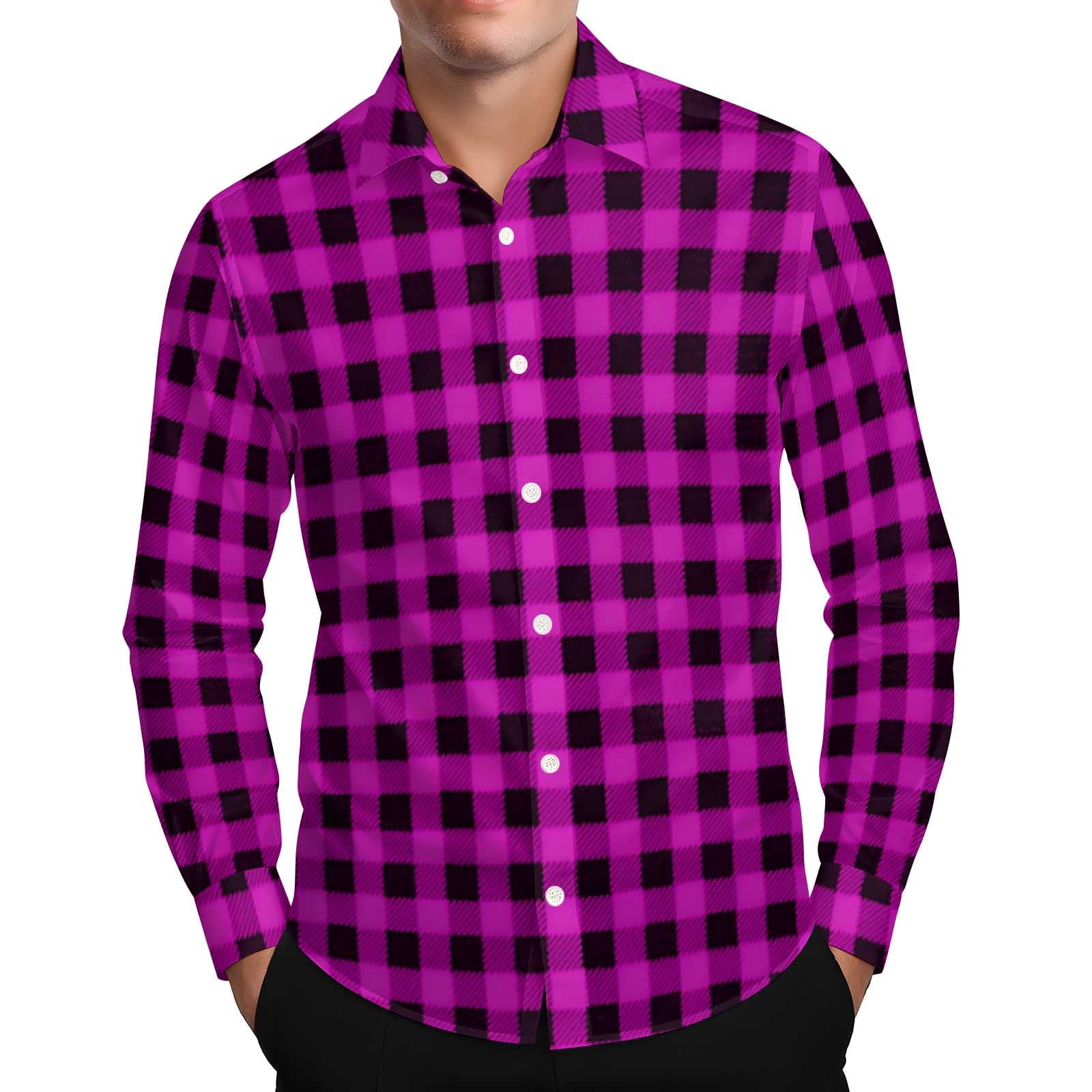Chbgutlmr Shirts for Men Fall Button down Plaid Work Shirts Long Sleeve ...