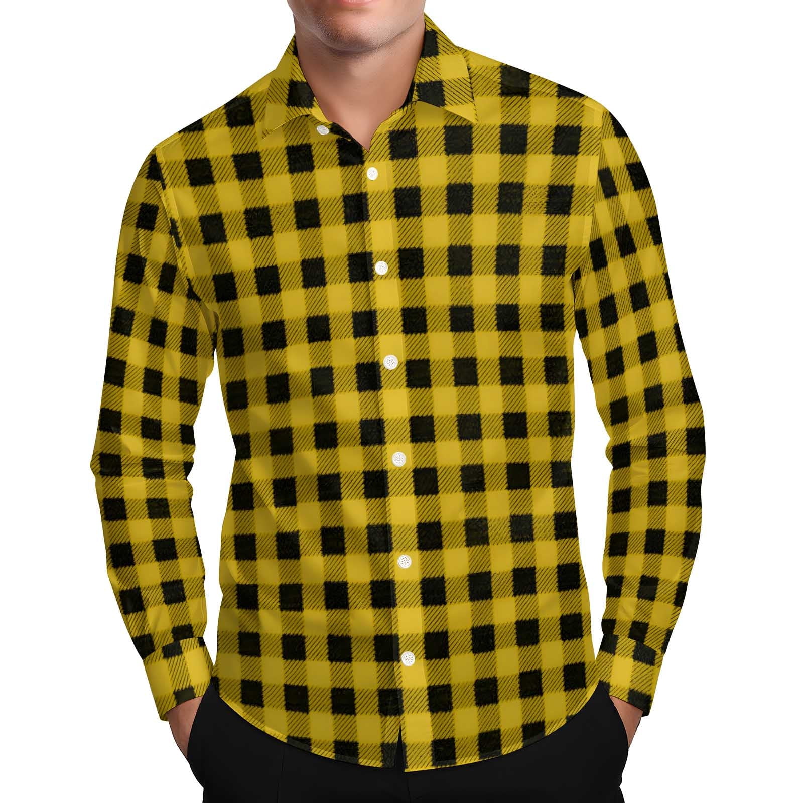Chbgutlmr Shirts for Men Fall Button down Plaid Work Shirts Long Sleeve ...