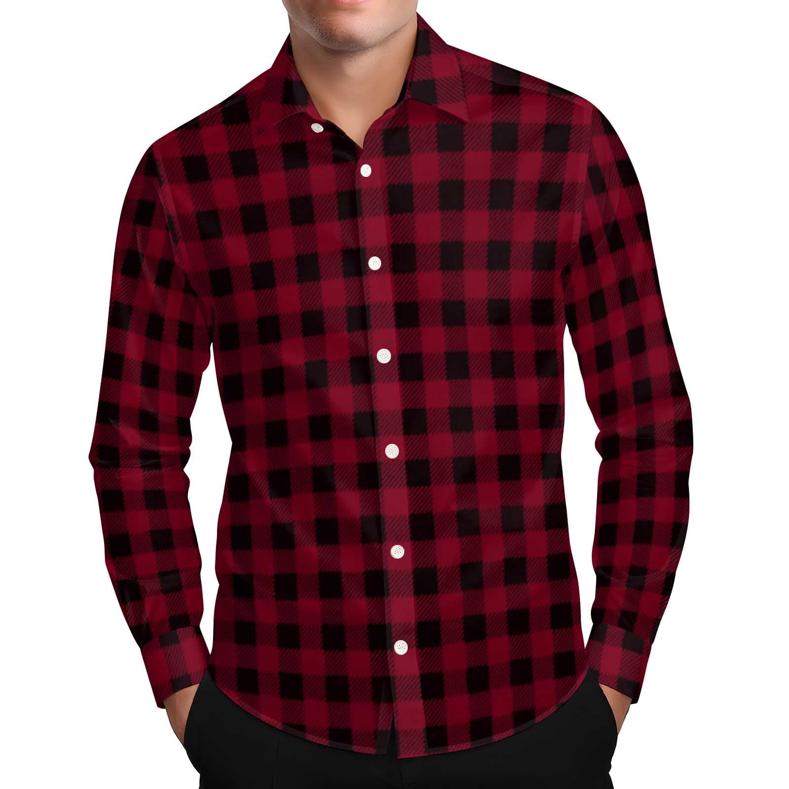 Chbgutlmr Shirts for Men Fall Button down Plaid Work Shirts Long Sleeve ...