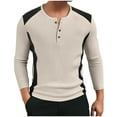 thumbnail image 1 of Chbgutlmr Shirts for Men Fall Notched V Neck Button Fitting Comfy Casual Long Sleeve Thermal Pullover Tops, 1 of 8