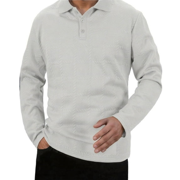 Chbgutlmr Shirts for Men Fall Winter Texture Long Sleeve Button Lapel Neck Solid Color Loose Shirts Tops