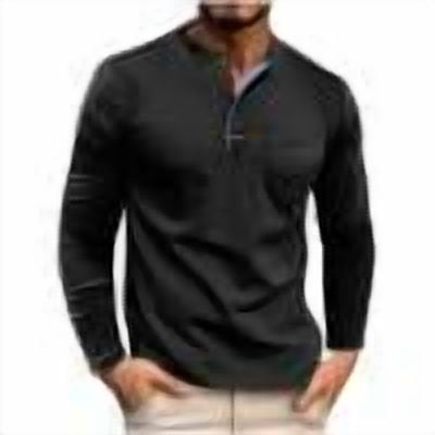 Chbgutlmr Shirts for Men Notched V Neck Button Drop Shoulder Fitting Comfy Fall Casual Long Sleeve Tops