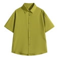 thumbnail image 1 of Chbgutlmr Shirts for Men Summer Casual Comfy Tees Loose Lapel Neck 1/2 Sleeve Button up Blouse Tops, 1 of 3