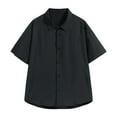 thumbnail image 1 of Chbgutlmr Shirts for Men Summer Casual Comfy Tees Loose Lapel Neck 1/2 Sleeve Button up Blouse Tops, 1 of 8