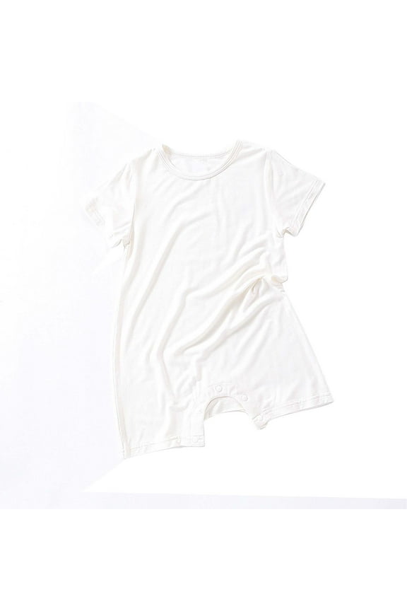 Short Sleeve Jumpsuit for Toddler Baby Girls Button down Soft Comfy Romper Solid Color