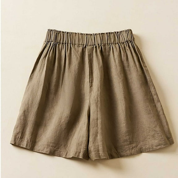 Chbgutlmr Shorts for Women Elastic Waist Button Tie Front Wide Leg Shorts Casual Loose Summer Dressy Shorts with Pockets