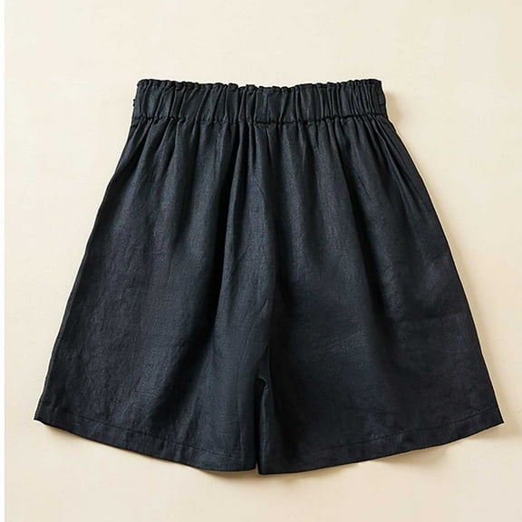 Chbgutlmr Shorts for Women Elastic Waist Button Tie Front Wide Leg Shorts Casual Loose Summer Dressy Shorts with Pockets