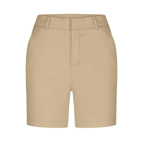 Chbgutlmr Shorts for Women High Waistic Fitting Casual Summer Solid Color Work Office Shorts Pockets