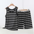 thumbnail image 1 of Chbgutlmr Stripped 2 Piece Sets for Women Sleeveless Round Neck Tank Tops Elastic Waist Wide Leg Shorts Casual Loose Summer Comfy Outfits, 1 of 5