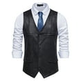 thumbnail image 1 of Chbgutlmr Suede Cowboy Vests for Men Button down V Neck Waistcoat with Pockets Casual Spring Formal Wedding Vests, 1 of 9