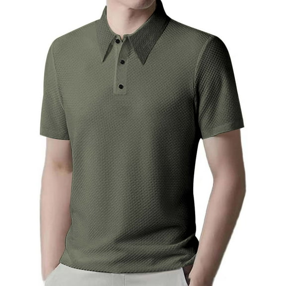 Chbgutlmr Summer Mens Dress Shirts Work Lapel Neck Office Tees Short Sleeve Fitting Casual Tops Traceless