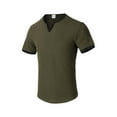 thumbnail image 1 of Chbgutlmr Summer Mens T-Shirts Short Sleeve Notched V Neck Loose Shirts Casual Striped Blouse Tops, 1 of 3