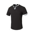 thumbnail image 1 of Chbgutlmr Summer Mens T-Shirts Short Sleeve Notched V Neck Loose Shirts Casual Striped Blouse Tops, 1 of 2