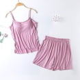 thumbnail image 1 of Chbgutlmr Summer Pajama Set for Women Built in Bra Spaghetti Strap Tank Elastic Waist Shorts Casual Fitted Comfy Lounge Sets, 1 of 6