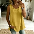 thumbnail image 1 of Chbgutlmr Summer Tank Tops for Women Sleeveless Round Neck Double Layered Ruffled Blouse Casual Loose Summer Comfy T-Shirts, 1 of 9