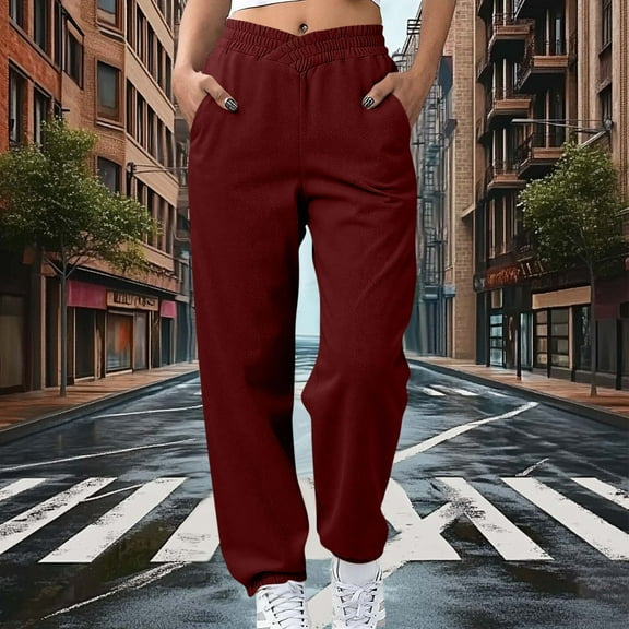 Chbgutlmr Sweatpants Women Cinch Bottom Elastic Waist Ankle Length Trousers with Pockets Casual Loose Workout Fall Solid Color Pants