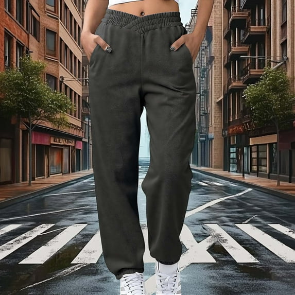 Chbgutlmr Sweatpants Women Cinch Bottom Elastic Waist Ankle Length Trousers with Pockets Casual Loose Workout Fall Solid Color Pants