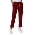thumbnail image 1 of Chbgutlmr Sweatpants Women Drawstring Ankle Length High Rise Elastic Waist Fitted Trousers Casual Workout Pants with Pockets, 1 of 7