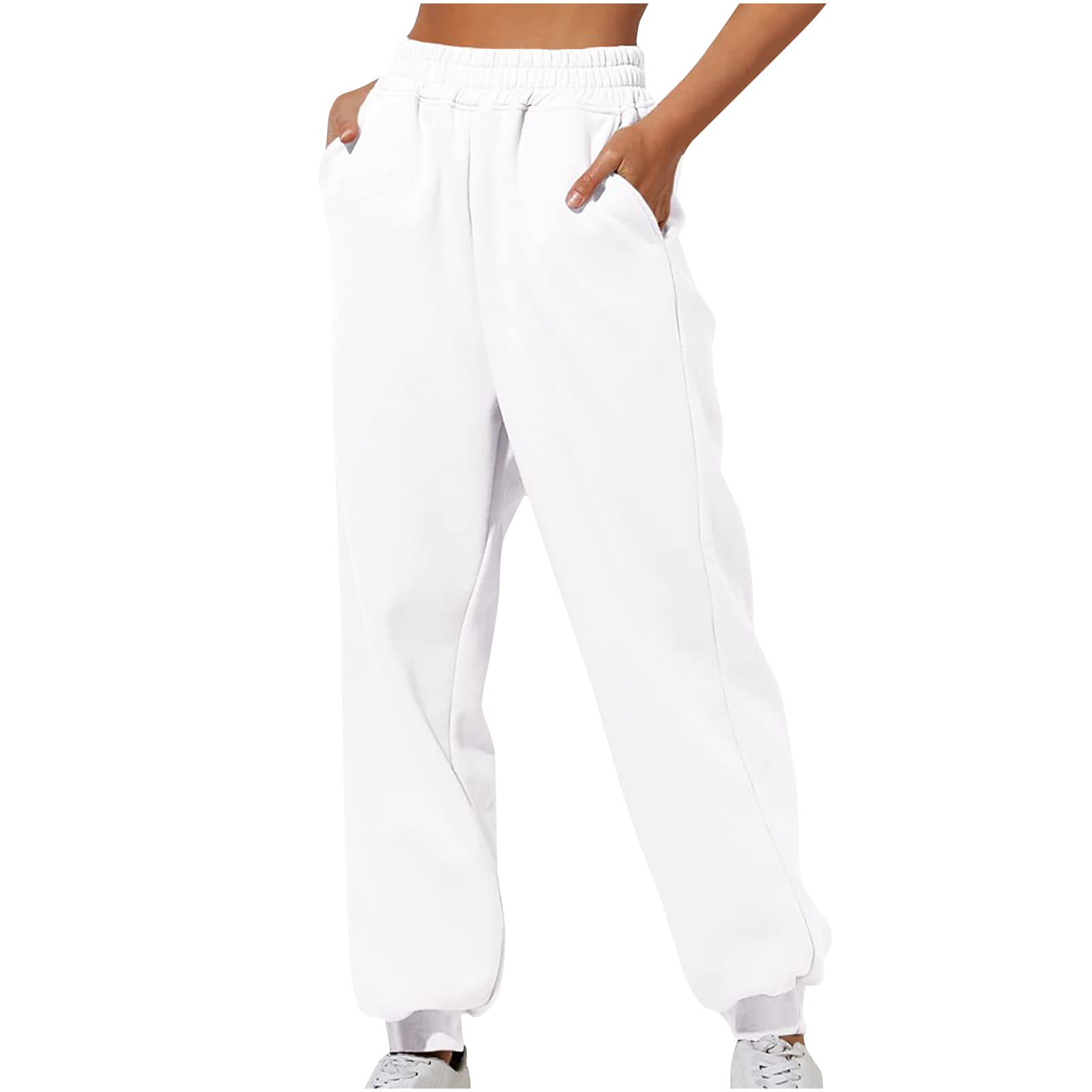 Women Sports Pants Hip Hop Baggy Letter Pattern Wide Leg Jogging Pants