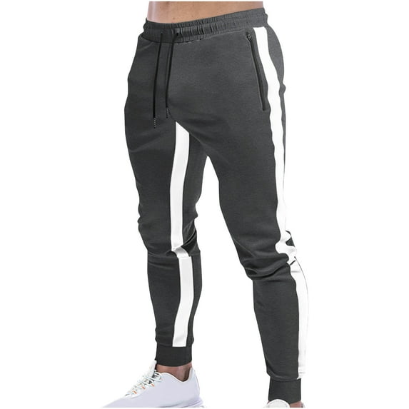 Chbgutlmr Sweatpants for Men Drawstring Elastic Waist Zipper Jogger Pants Color Block Workout Trousers
