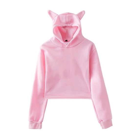 Chbgutlmr Sweatshirt for Women Drawstring Hooded Long Sleeve Loose Cute Casual Pullover Cropped Hoodie