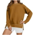 thumbnail image 1 of Chbgutlmr Sweatshirt for Women Fall Long Sleeve Crewneck Color Block Pullover Side Slit Loose Casual Tops, 1 of 6