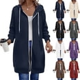 thumbnail image 1 of Chbgutlmr Sweatshirt for Women Full Zipper Drawstring Open Front Hoodies Long Sweatshirts Casual Solid Color Outwear Jackets with Pockets, 1 of 9