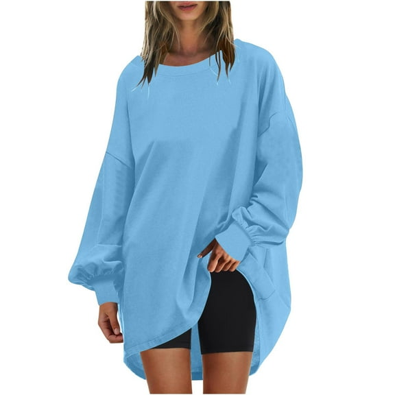 Chbgutlmr Sweatshirt for Women Oversized Long Sleeve Crewneck Pullover Drop Shoulder Casual Tops Fall