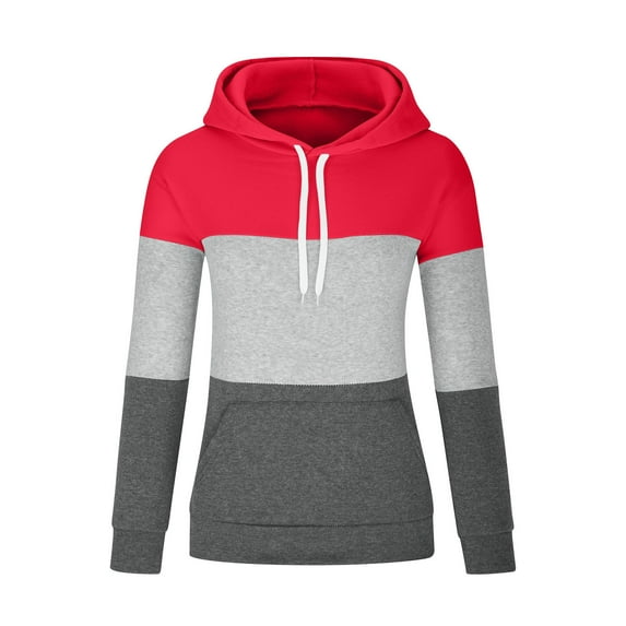 Chbgutlmr Sweatshirt for Women Plus Size Long Sleeve Color Block Pullover Fall Casual Drawstring Hoodies