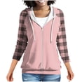 thumbnail image 1 of Chbgutlmr Sweatshirt for Women Raglan Long Sleeve Casual Plaid Jackets Drawstring Zip up Hoodies Pockets, 1 of 8