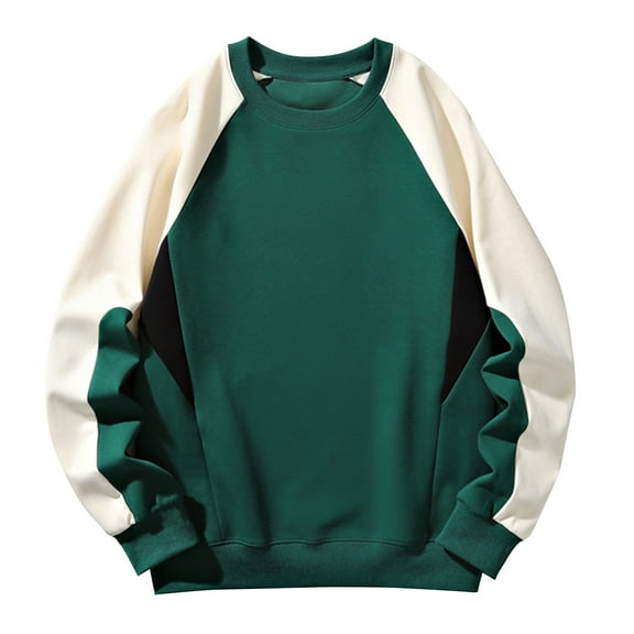 Chbgutlmr Sweatshirts for Men Long Sleeve Crewneck Color Blocked Loose Casual Fashion Pullover Tops with No Hood