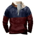 thumbnail image 1 of Chbgutlmr Sweatshirts for Men Stand Collar Quarter Zip Pullover Fall Winter Color Block Comfy Vintage Sweatshirts, 1 of 3