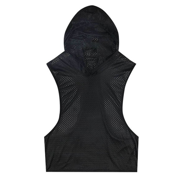 Chbgutlmr T Shirts for Man Sleeveless Hooded Racerback Solid Color Breathable Sports Loose Workout Tops