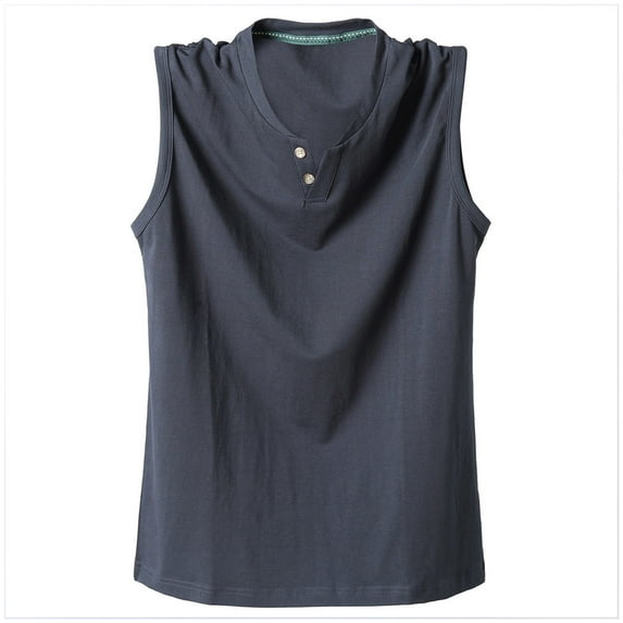 Chbgutlmr Tank Tops Men Plus Size Notched V Neck Sleeveless Button Tees Loose Comfy Summer Casual Tops