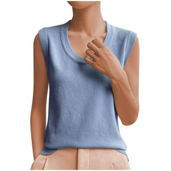 Chbgutlmr Tank Tops for Women Crewneck Casual Dressy Plain Sleeveless Tops Summer Loose Comfy Basic Vests