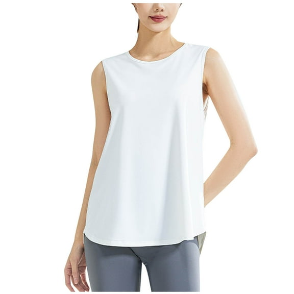 Chbgutlmr Tank Tops for Women Crewneck Loose Sleeveless Activewear Vests Breathable Outdoor Running Tops