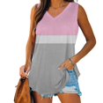 thumbnail image 1 of Chbgutlmr Tank Tops for Women Wide Strap Sleeveless V Neck Curved Hem Color Blocked Tunic Tops Casual Loose Summer Tops, 1 of 7
