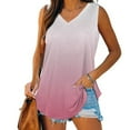 thumbnail image 1 of Chbgutlmr Tank Tops for Women Wide Strap Sleeveless V Neck Curved Hem Gradient Color Tunic Tops Casual Loose Summer Tops, 1 of 7
