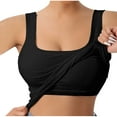 thumbnail image 1 of Chbgutlmr Tank Tops with Bulit in Bra for Women Ribbed Square Neck Slim Fitted Backless Camisole Tops, 1 of 8