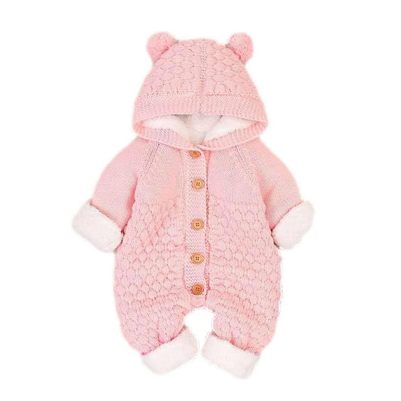 Chbgutlmr Toddler Baby Clothes Boy Girl Winter Fleece Lined Thick Rompers Infant Button down Warm Comfy Knit Onesie