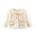 thumbnail image 1 of Chbgutlmr Toddler Baby Clothes Girls Winter Fleece Coats Kids Bow Tie Button up Cute Warm Thicken Jackets, 1 of 6