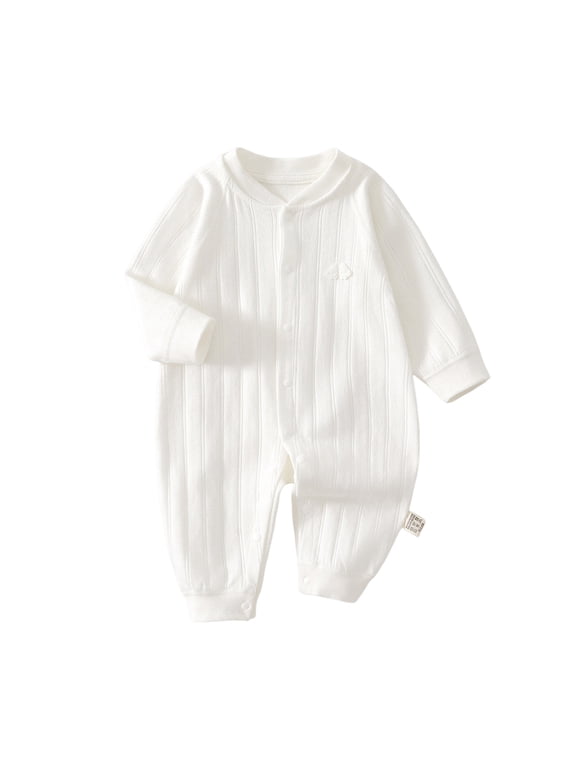 Toddler Baby Clothes Newborn Boys Girl Button up Cute Onesie Infant Long Sleeve Cotton Rompers