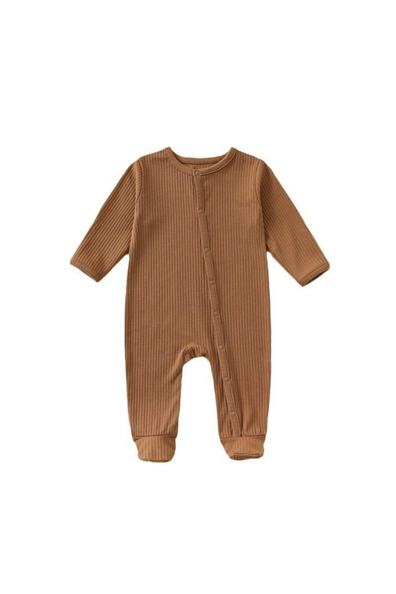 Toddler Baby Clothes Newborn Button up Long Sleeve Onesie Footed Boys Girls Rompers Unisex