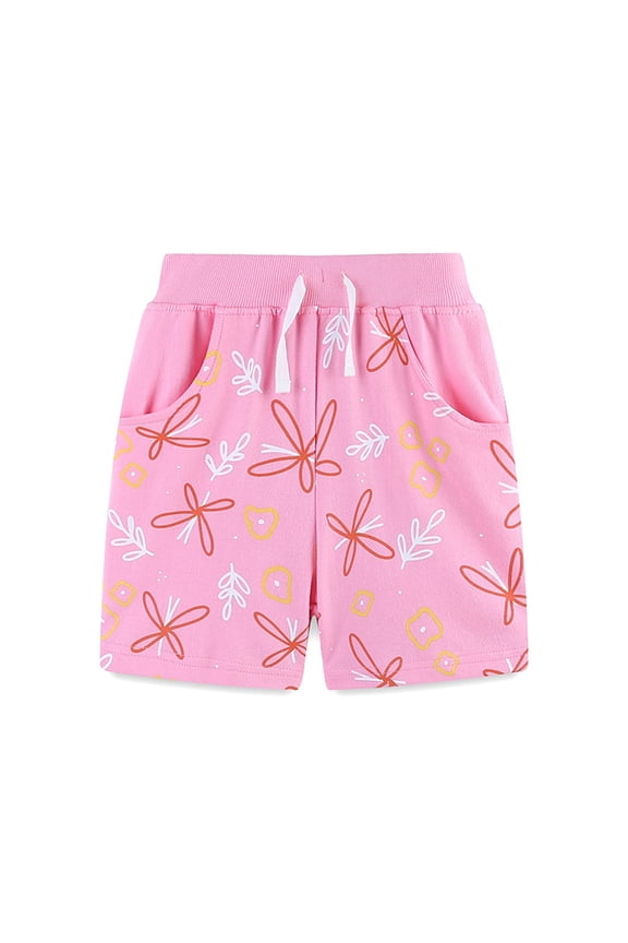Toddler Baby Girls Shorts Drawstring Waist Lounge Shorts Straight Leg Print Shorts