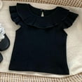 thumbnail image 1 of Chbgutlmr Toddler Girls Ribbed Tops Ruffled Crew Neck Sleeveless T-Shirts Casual Comfy Summer Dressy Blouse for Kid Girl 6m-4y, 1 of 3
