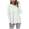 thumbnail image 1 of Chbgutlmr Tops for Women Cowl Neck Ruffle Long Sleeve Tunic Tops Ruched Casual Comfy Fall Blouses Trendy, 1 of 8