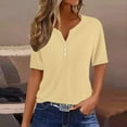thumbnail image 1 of Chbgutlmr Tops for Women Trendy Short Sleeve Notch Neck Button Tee Tops Casual Summer Loose Basic Shirts, 1 of 5