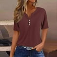 thumbnail image 1 of Chbgutlmr Tops for Women Trendy Short Sleeve Notch Neck Button Tee Tops Casual Summer Loose Basic Shirts, 1 of 5